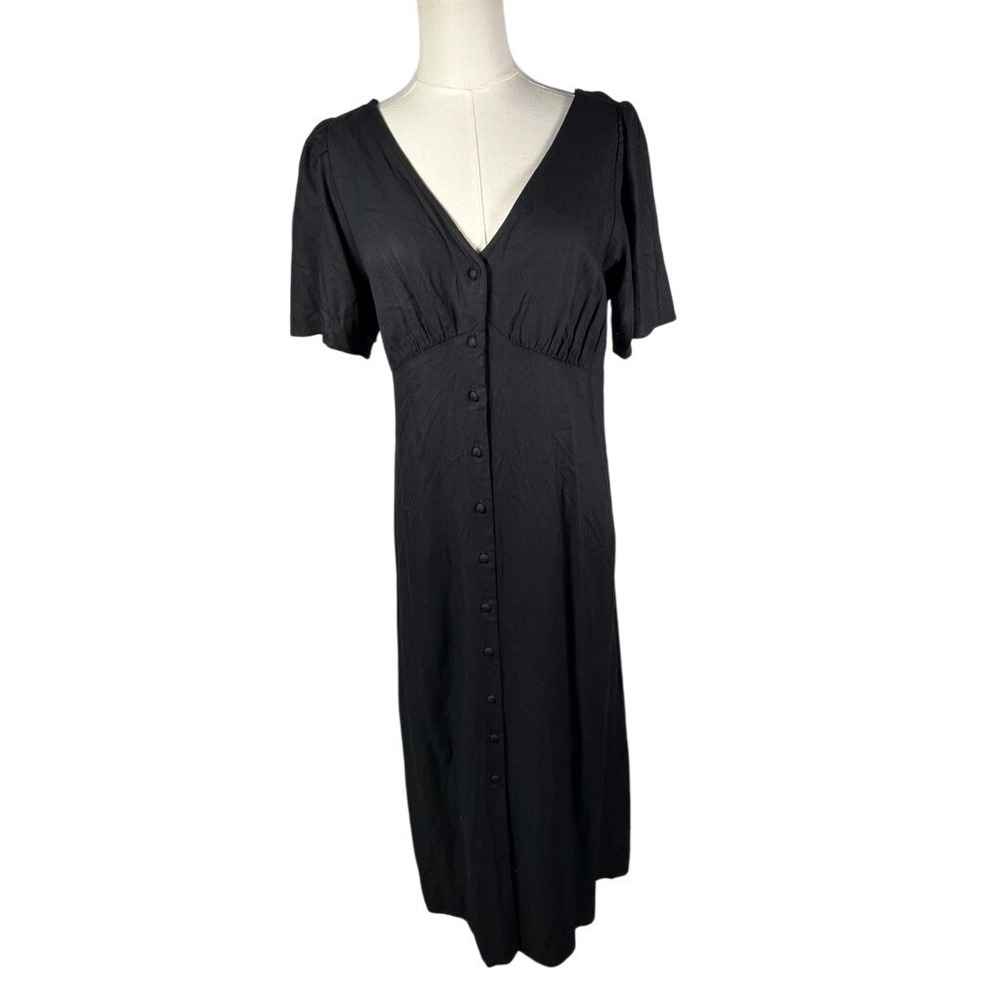 Old Navy Black Midi Button-Front Dress
